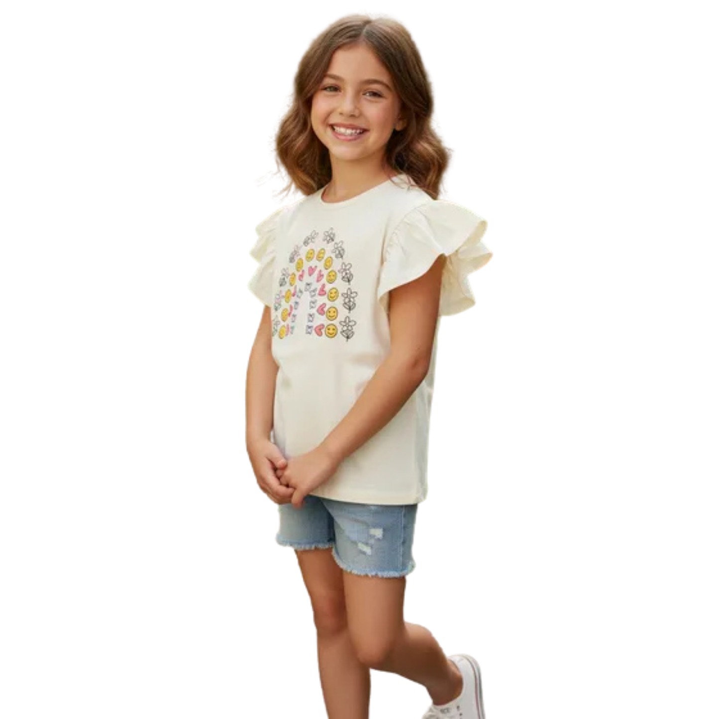 Playera OKIE DOKIE Emoji Rainbow para niña