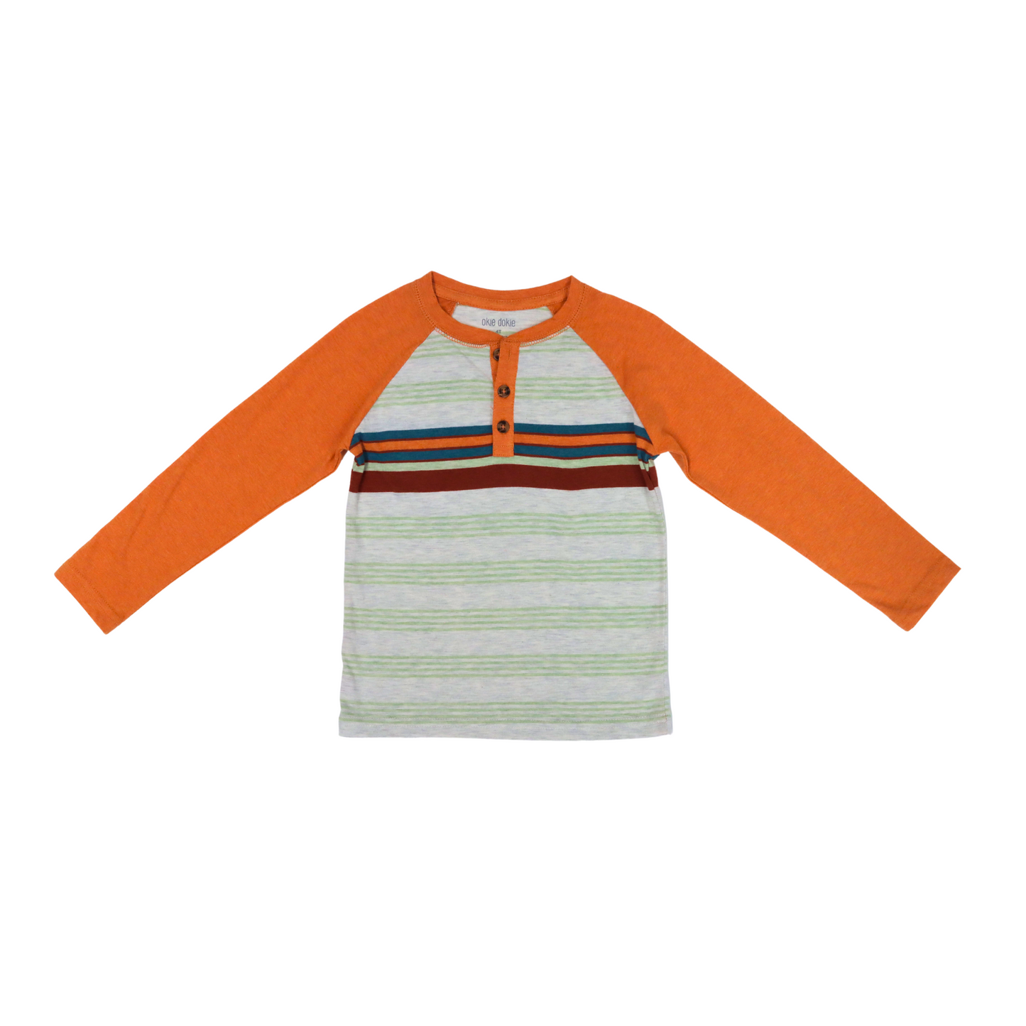 Playera de manga larga OKIE DOKIE Button Stripe para niño