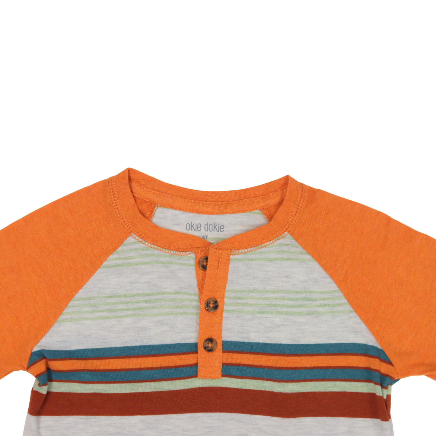 Playera de manga larga OKIE DOKIE Button Stripe para niño