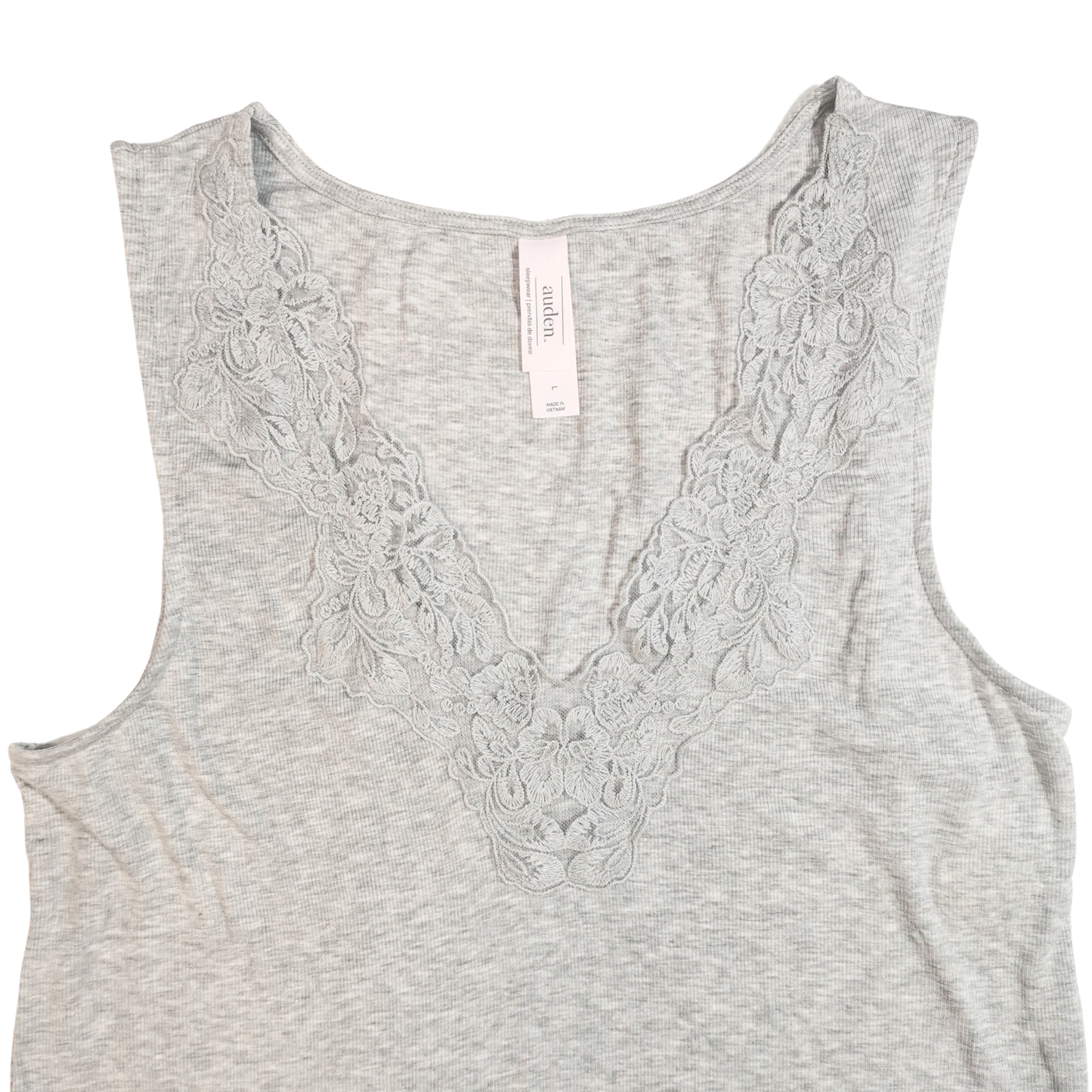Tank top de pijama acanalado con encaje AUDEN para mujer