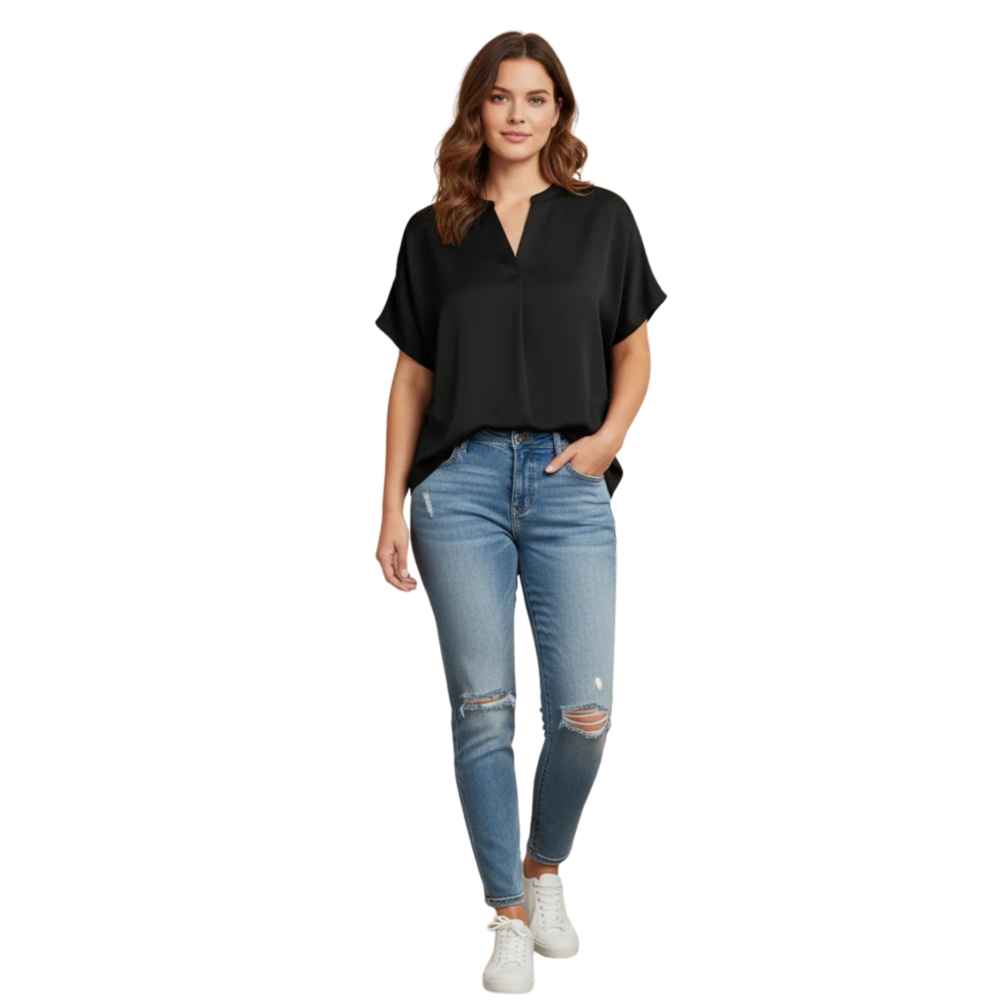 Blusa de manga corta con cuello en V A NEW DAY para mujer