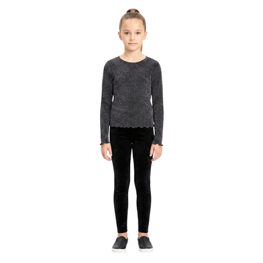 Conjunto fiesta con Blusa brillante y Pantalón de Terciopelo, talla 10-12 años para niña