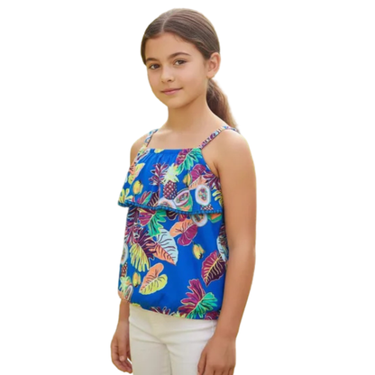 Blusa THEREABOUTS Racing Blue Leaf para niña