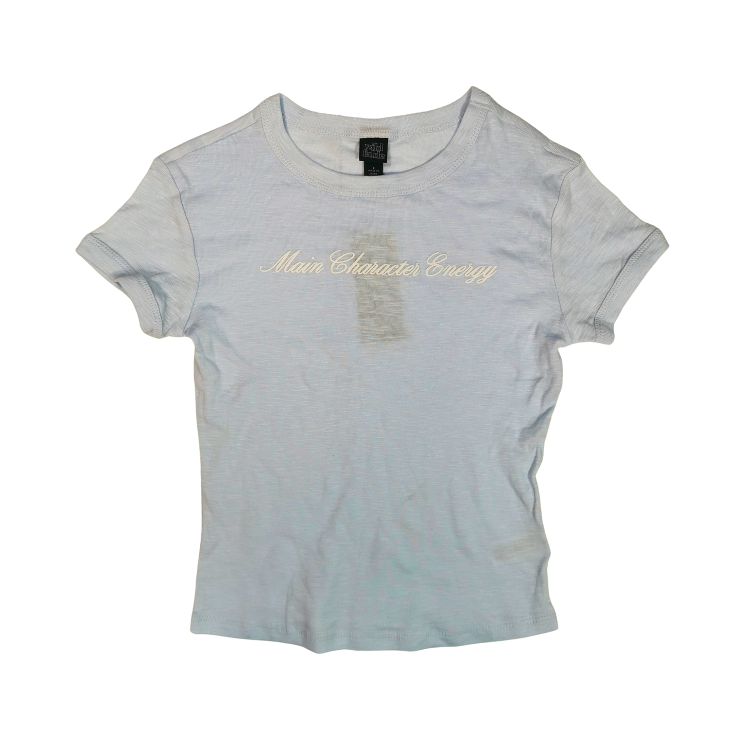 Baby tee azul “Main Character Energy” WILD FABLE para mujer