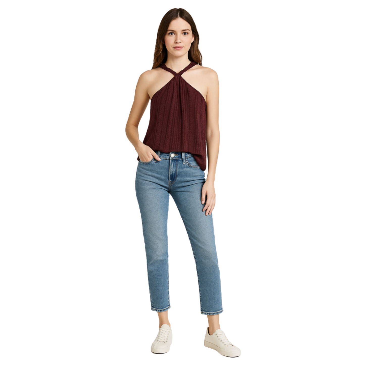 Blusa de seda tipo halter FRAME para mujer