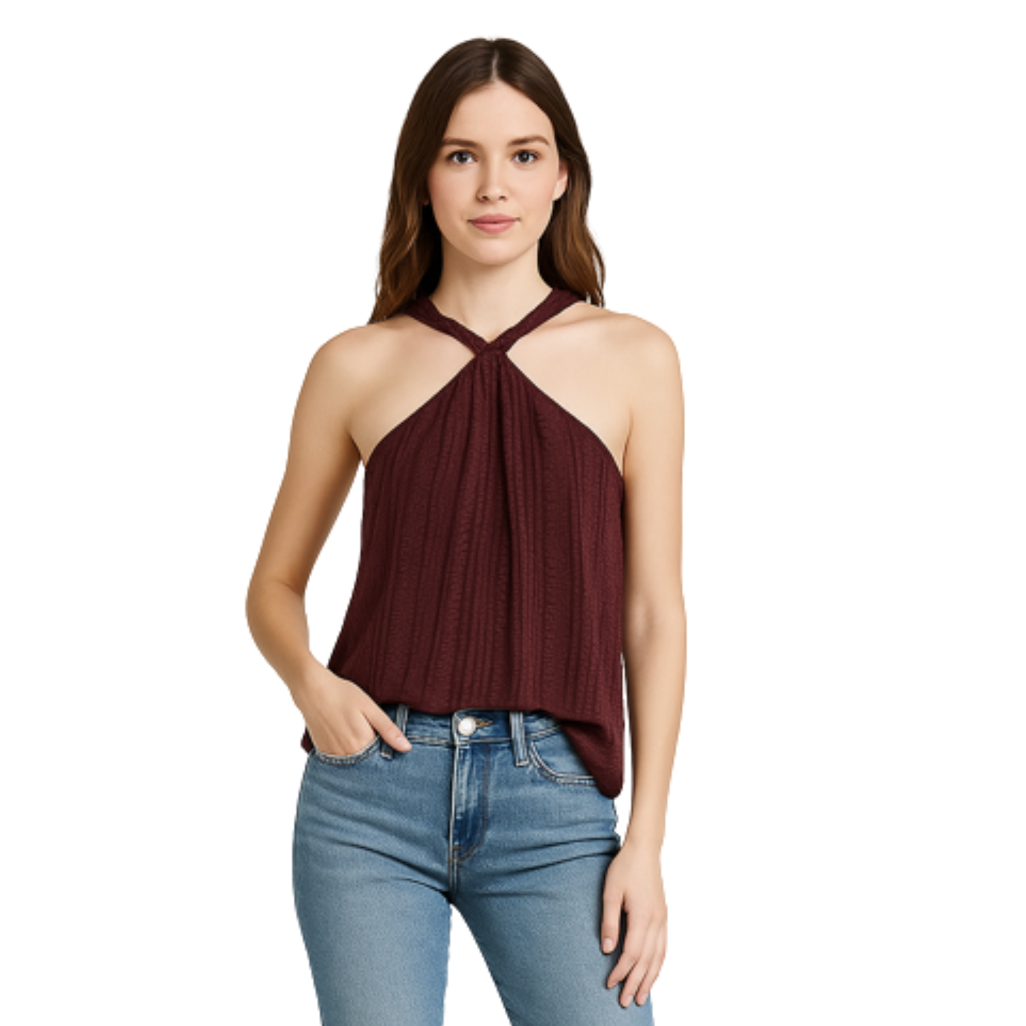 Blusa de seda tipo halter FRAME para mujer