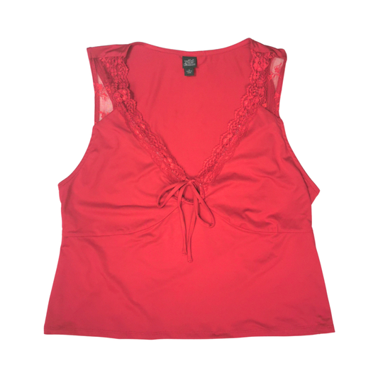 Blusa sin mangas con encaje y lazo frontal WILD FABLE para mujer