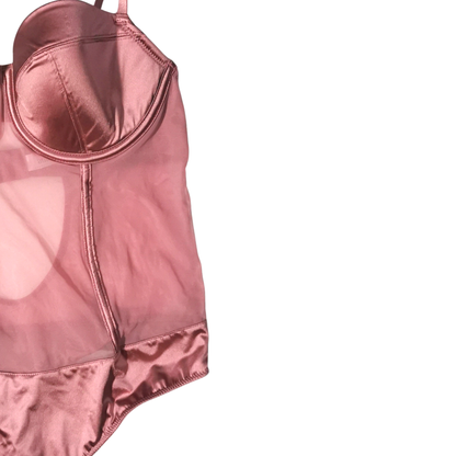 Body de lencería de satén y malla AUDEN para mujer