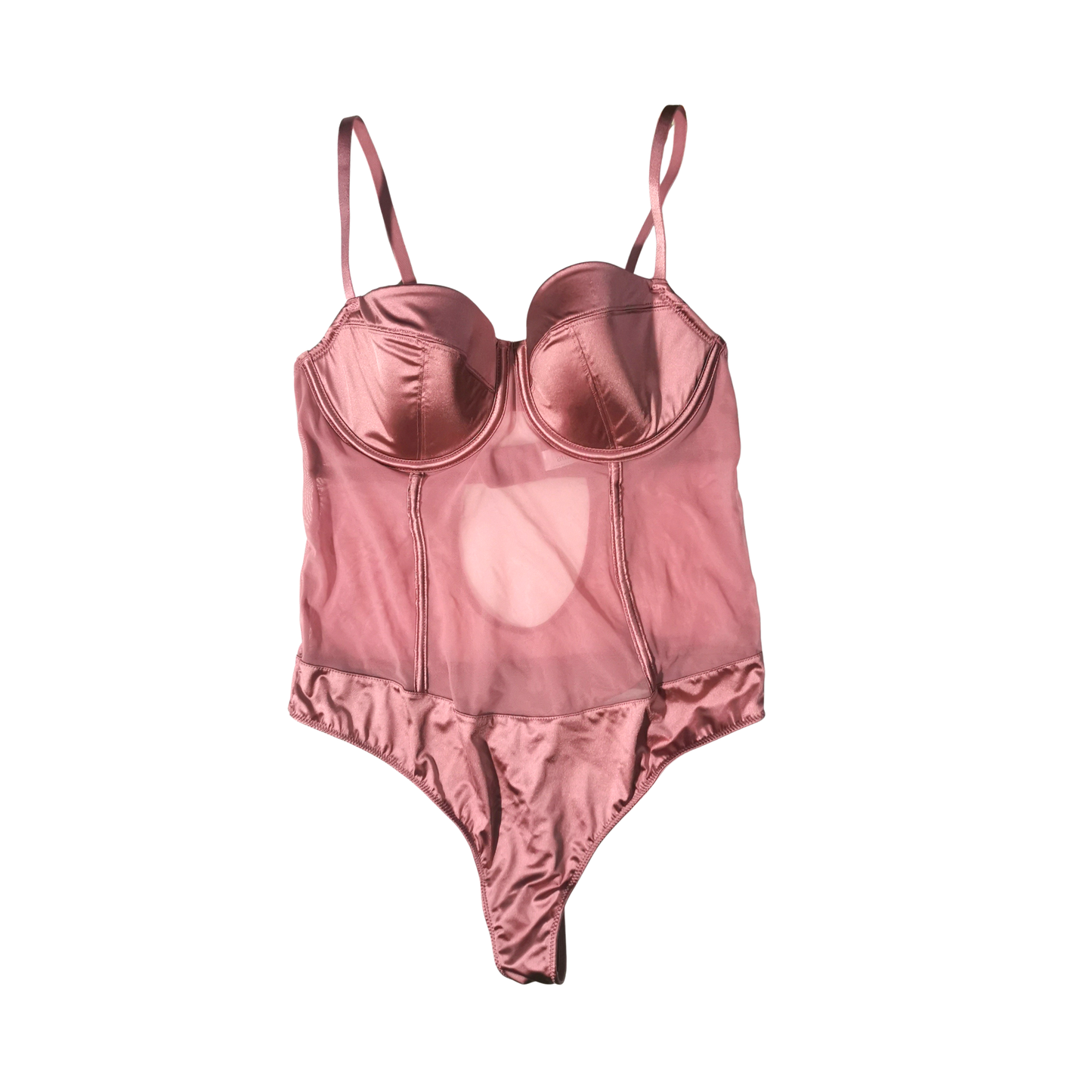 Body de lencería de satén y malla AUDEN para mujer