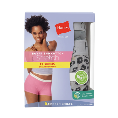 Boxer Brief Boyfriend Stretch HANES para mujer - Set de 5
