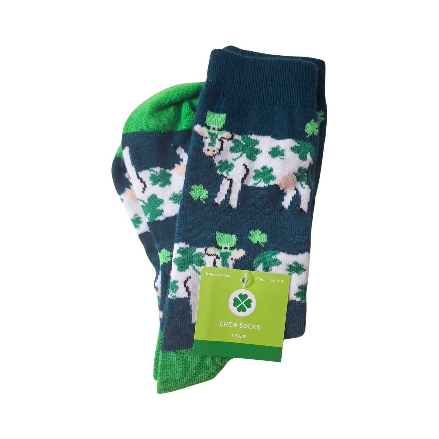 Calcetas St. Patrick's Day Lucky Cow para mujer