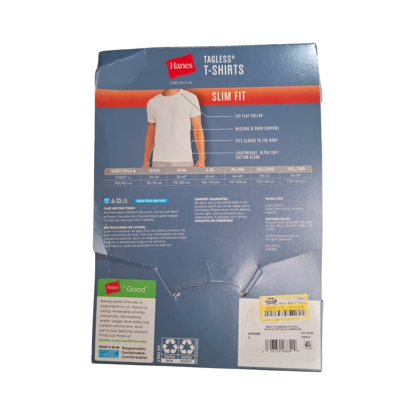 Camisetas de cuello redondo HANES Premium Slim Fit para hombre - Set de 5