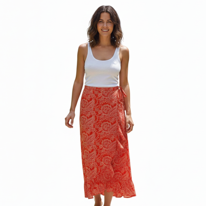 Falda maxi cruzada con volantes UNIVERSAL THREAD para mujer