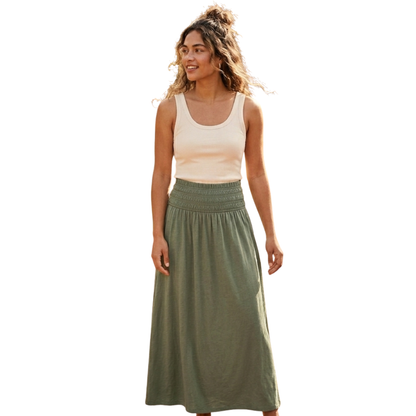 Falda maxi de punto con cintura fruncida y corte en A UNIVERSAL THREAD para mujer