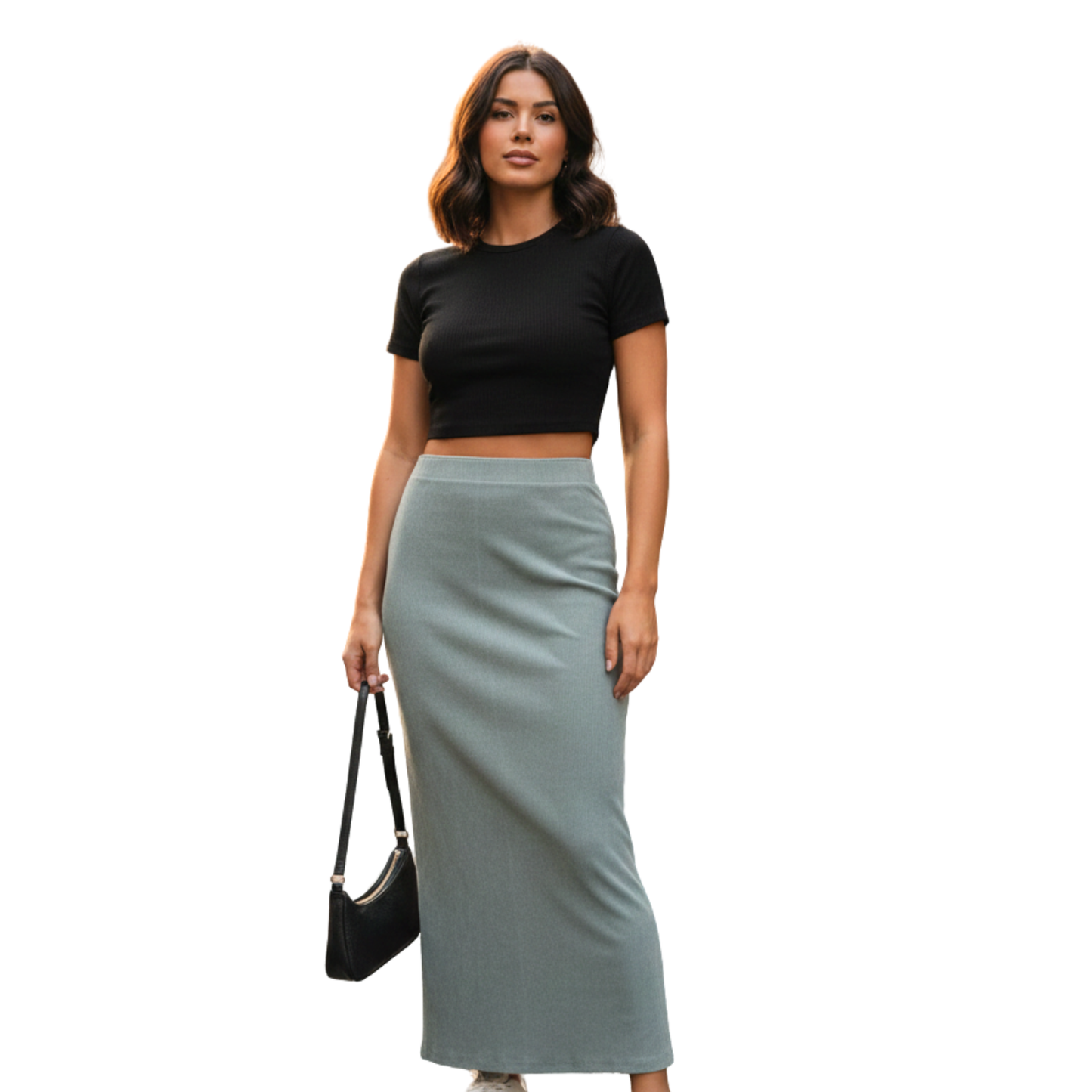 Falda maxi acanalada estilo urbano WILD FABLE para mujer