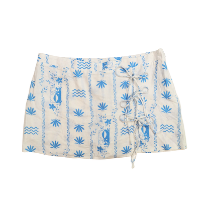 Falda short cruzada de lino con lazo lateral WID FABLE para mujer