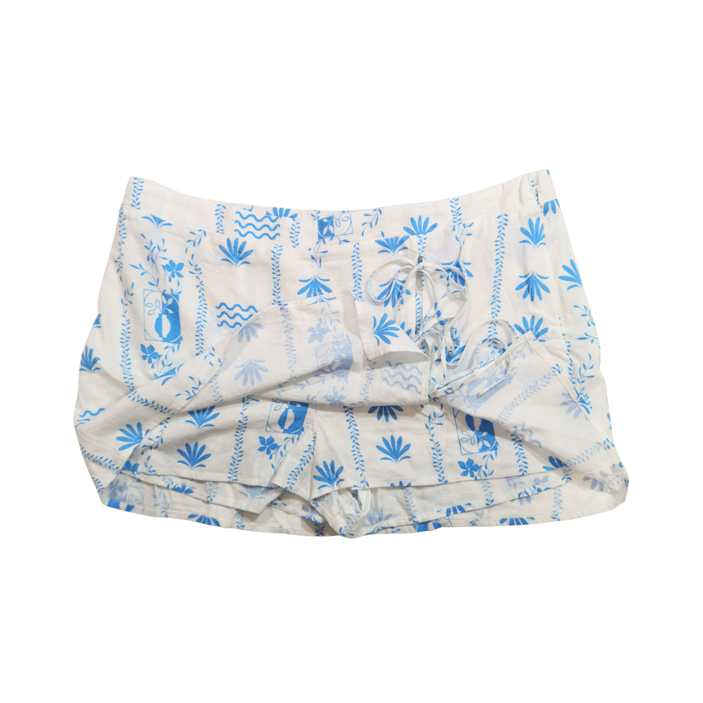 Falda short cruzada de lino con lazo lateral WID FABLE para mujer