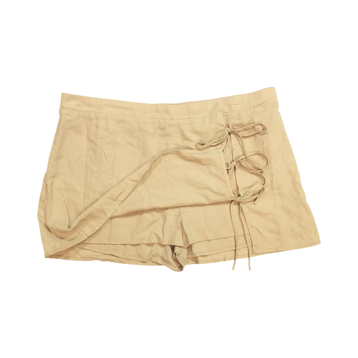 Falda short cruzada de lino con lazo lateral WID FABLE para mujer