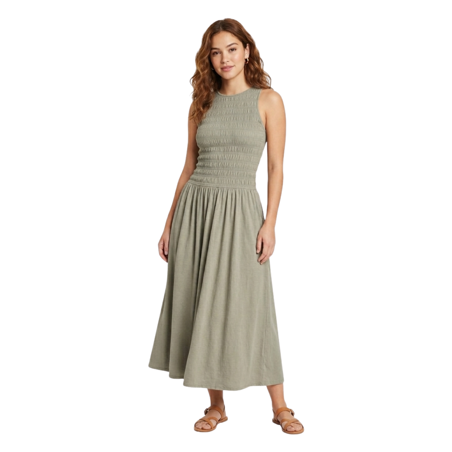Vestido maxi fruncido corte A sin mangas UNIVERSAL THREAD para mujer