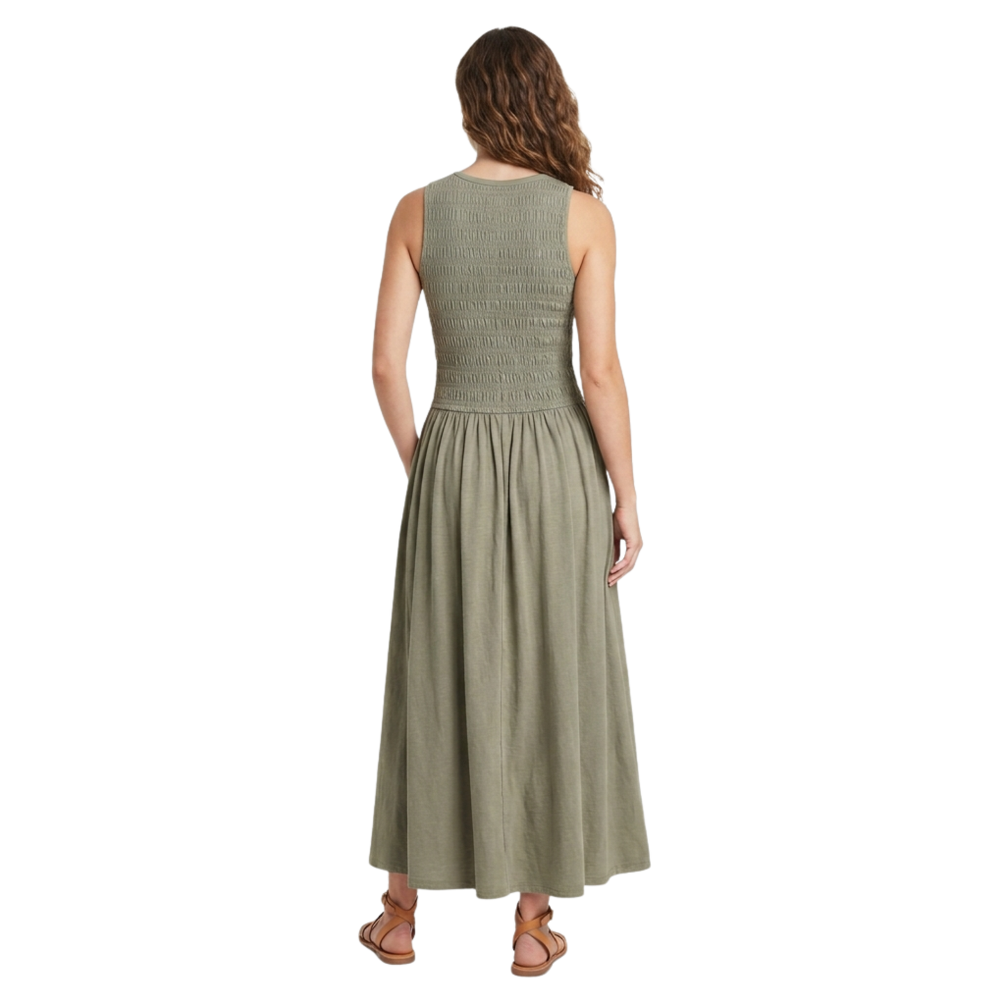 Vestido maxi fruncido corte A sin mangas UNIVERSAL THREAD para mujer