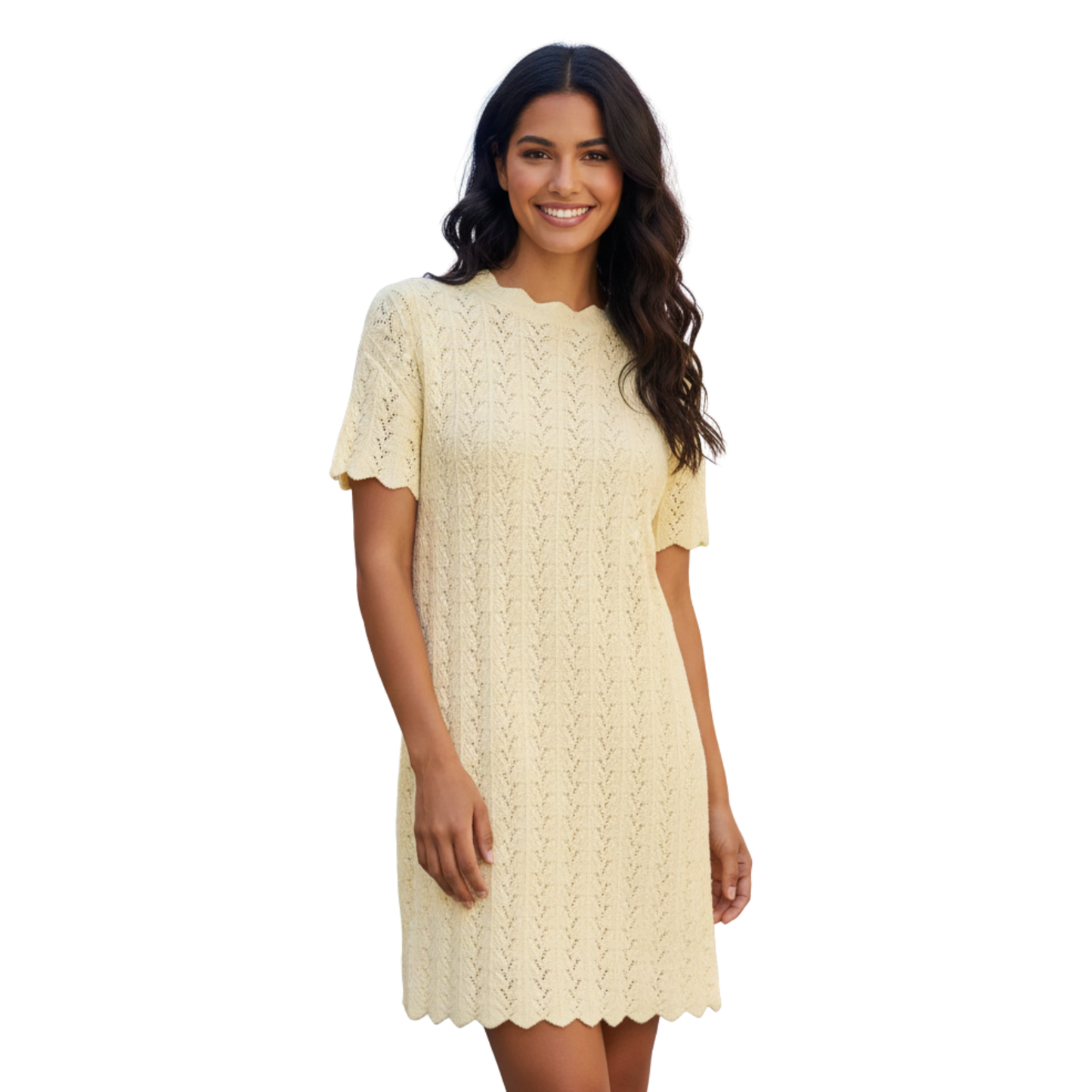 Vestido mini de punto calado con manga corta A NEW DAY para mujer