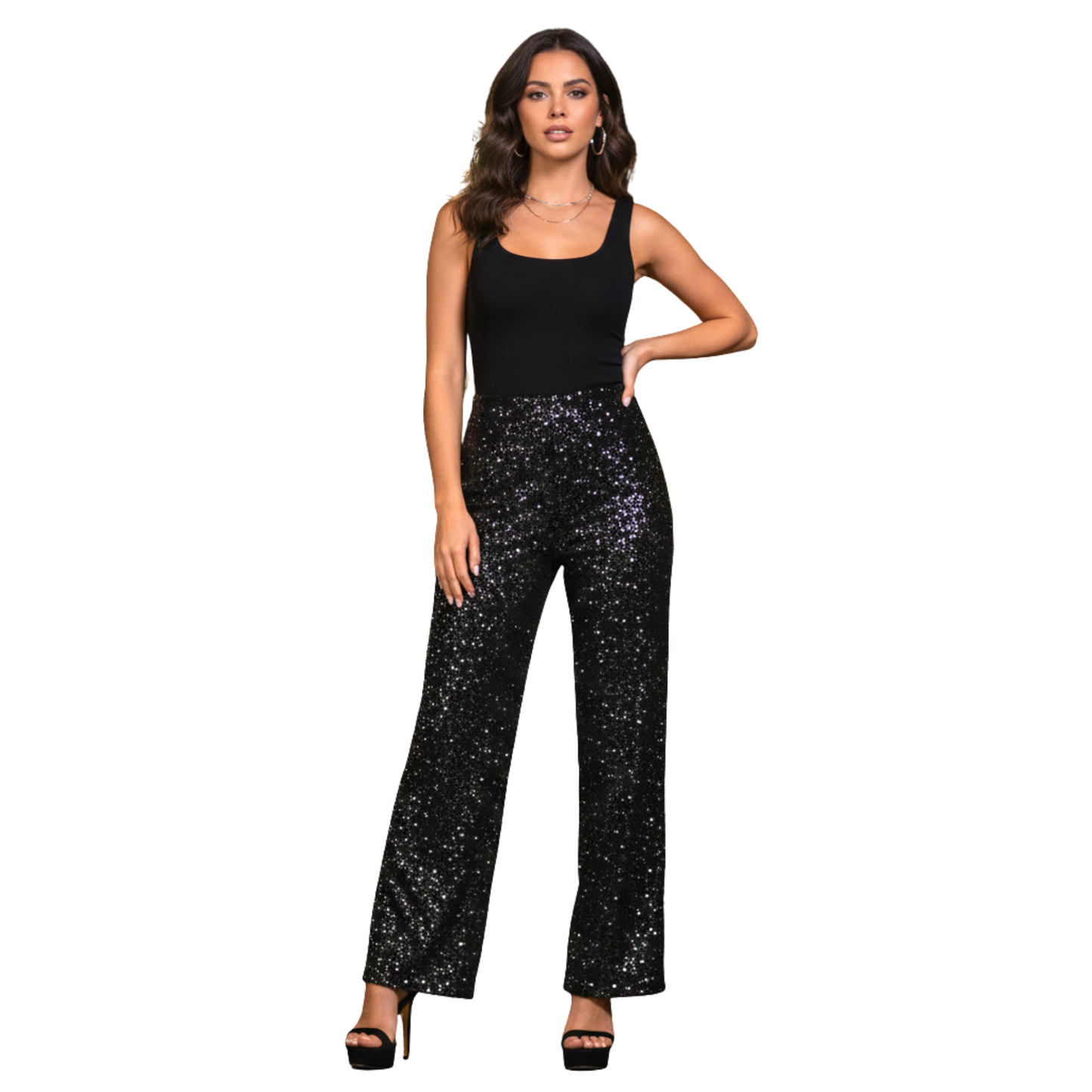 Pantalones de Pierna Ancha con Lentejuelas WILD FABLE para mujer