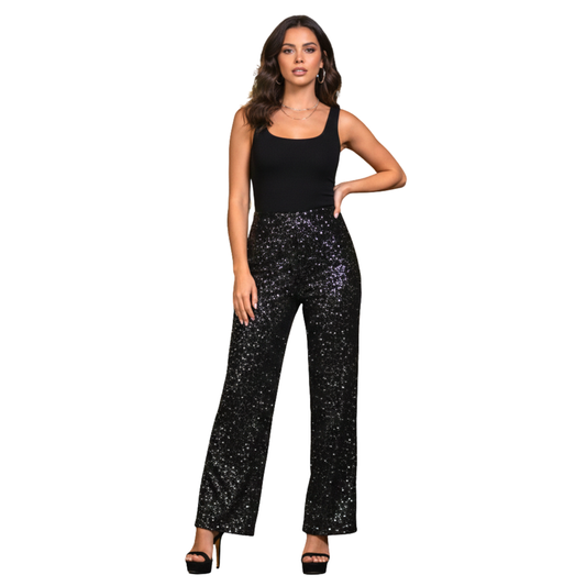 Pantalones de Pierna Ancha con Lentejuelas WILD FABLE para mujer