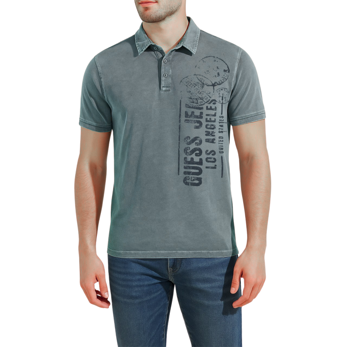 Playera Polo GUESS Los Angeles Stamp para hombre