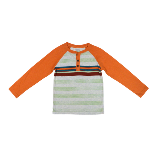 Playera de manga larga OKIE DOKIE Button Stripe para niño