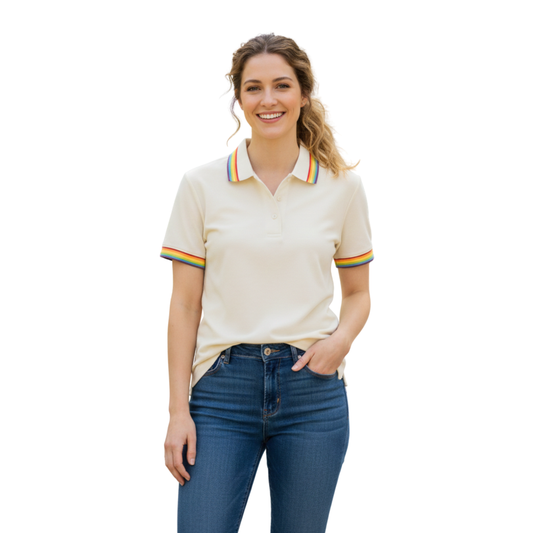 Playera tipo polo de manga corta con ribete PRIDE para adulto