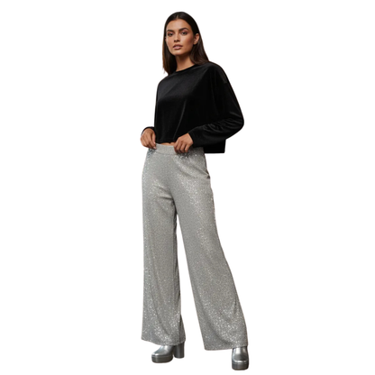 Pantalones de Pierna Ancha con Lentejuelas WILD FABLE para mujer