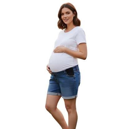 Shorts de maternidad de mezclilla tipo "midi" ISABEL MATERNITY