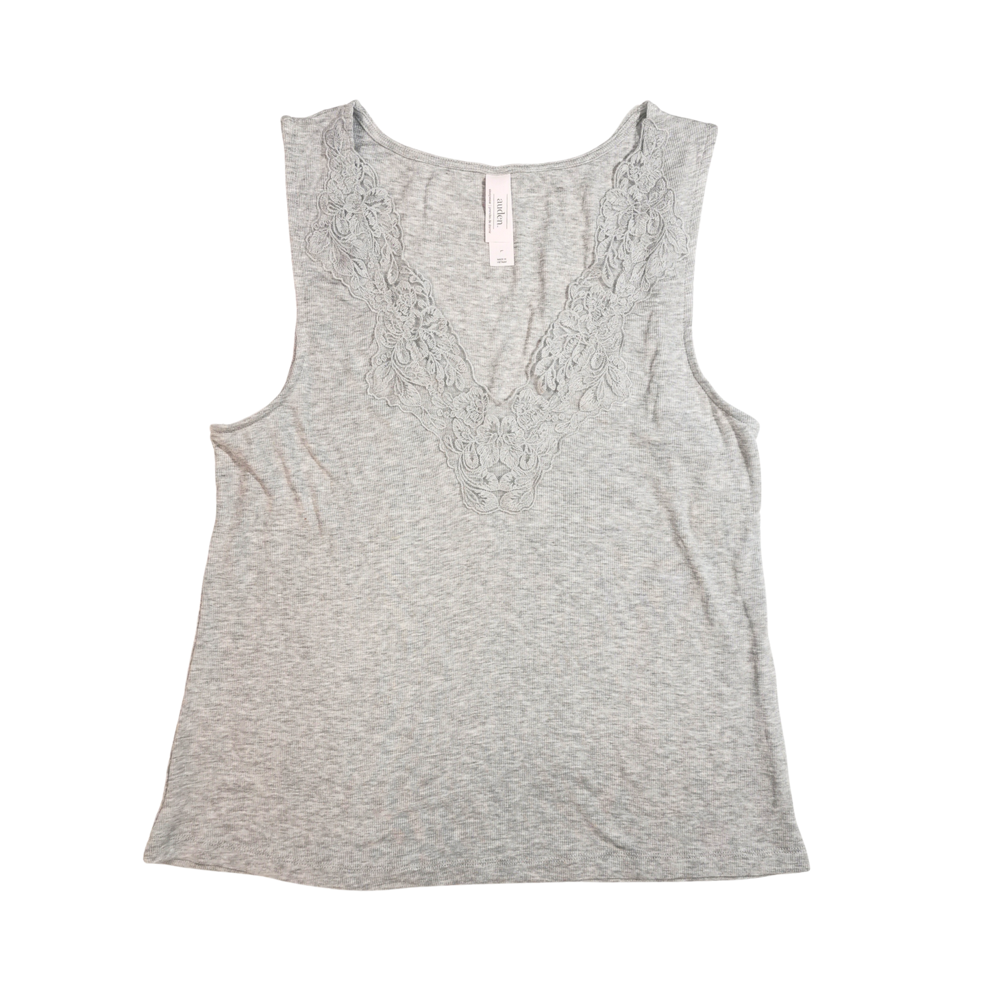 Tank top de pijama acanalado con encaje AUDEN para mujer
