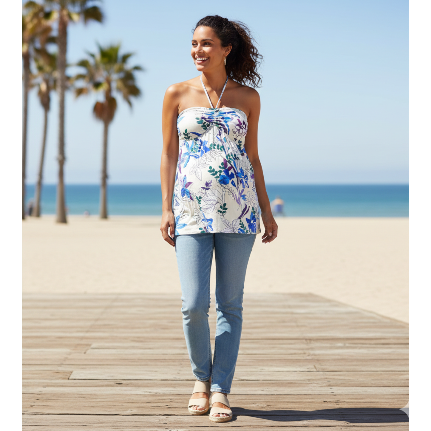 Tank top tipo halter de maternidad estilo babydoll ISABEL MATERNITY
