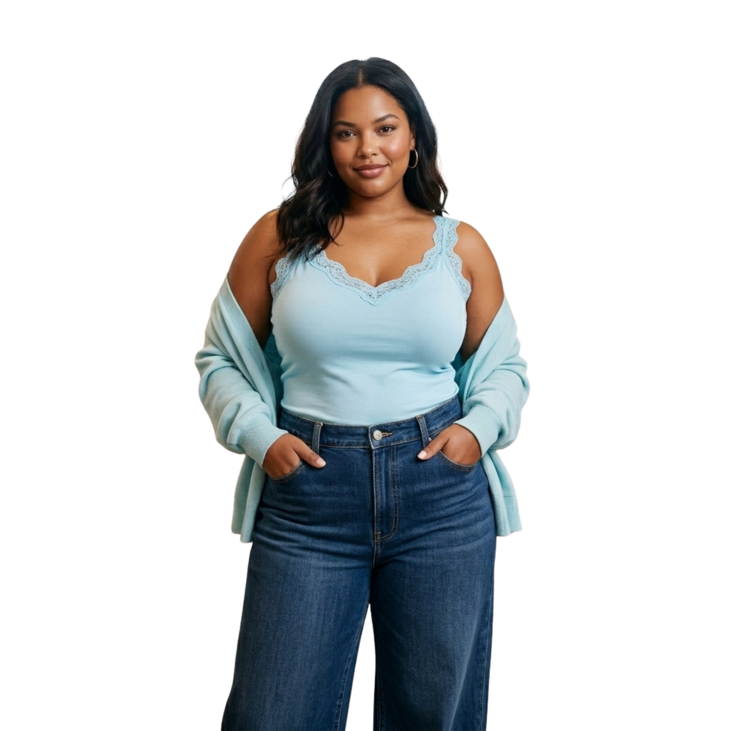 Top de tirantes con encaje y diseño sin costuras WILD FABLE para mujer