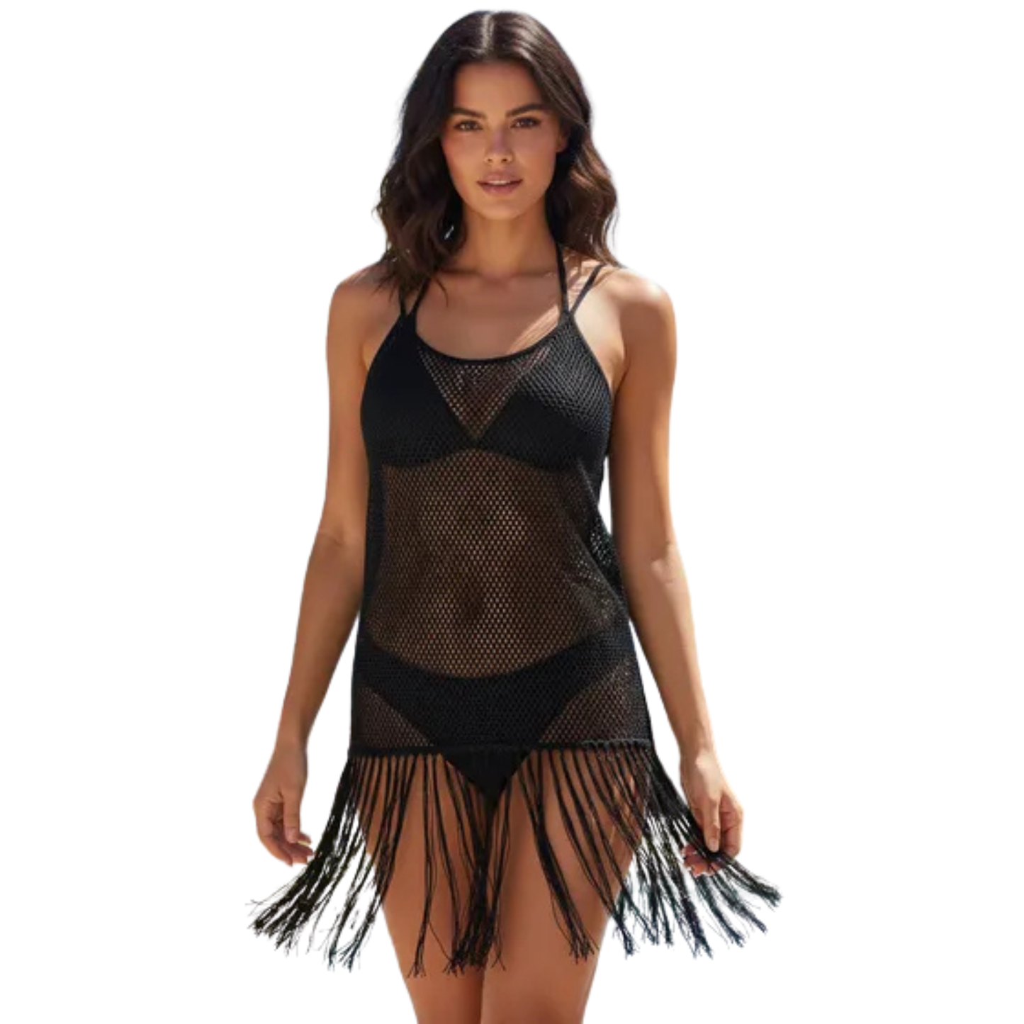 Vestido de malla con flecos WILD FABLE para mujer