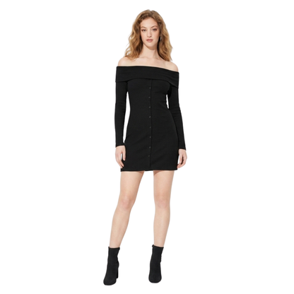 Vestido corto ajustado de manga larga WILD FABLE para mujer