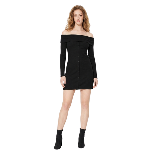 Vestido corto ajustado de manga larga WILD FABLE para mujer