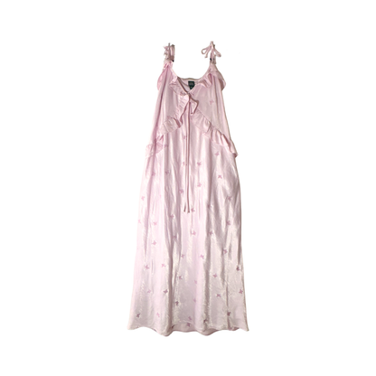 Vestido largo de tirantes con volantes y corte en A WILD FABLE para mujer