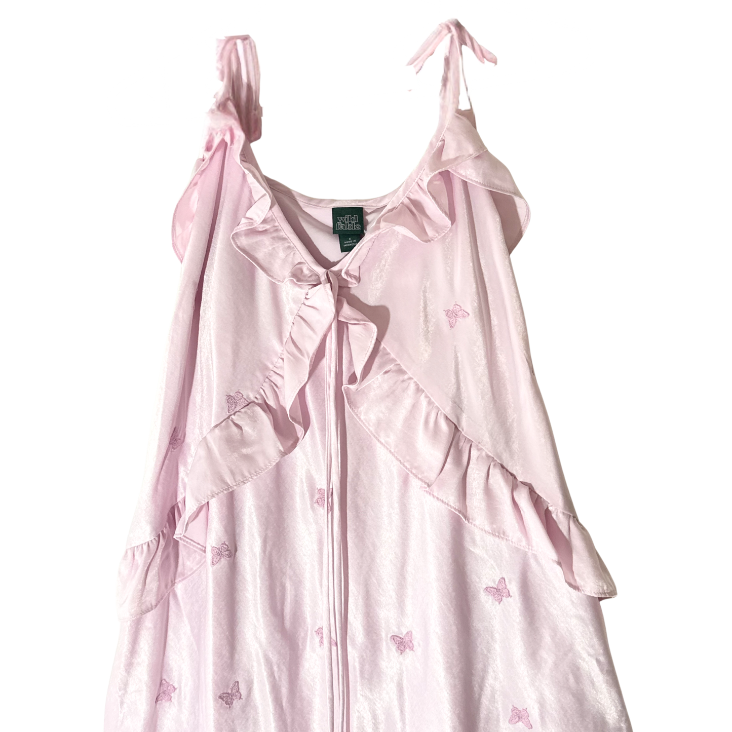 Vestido largo de tirantes con volantes y corte en A WILD FABLE para mujer