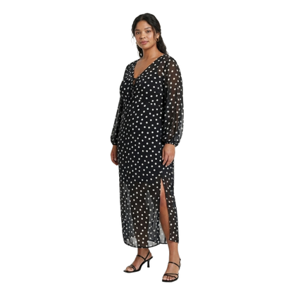 Vestido maxi de manga larga abullonada AVA & VIV para mujer