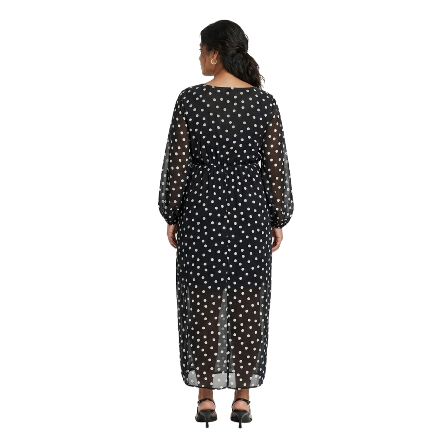 Vestido maxi de manga larga abullonada AVA & VIV para mujer