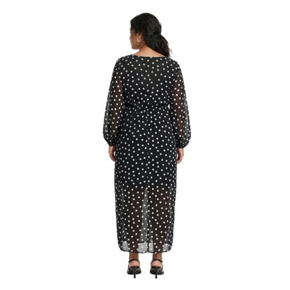 Vestido maxi de manga larga abullonada AVA & VIV para mujer