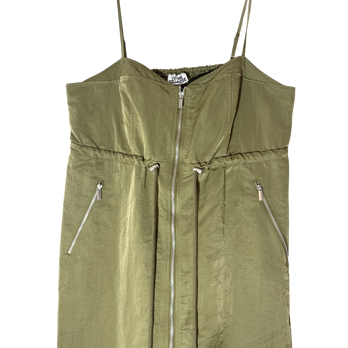 Vestido midi de nailon con cierre frontal FUTURE COLLECTIVE para mujer