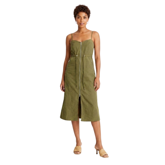 Vestido midi de nailon con cierre frontal FUTURE COLLECTIVE para mujer